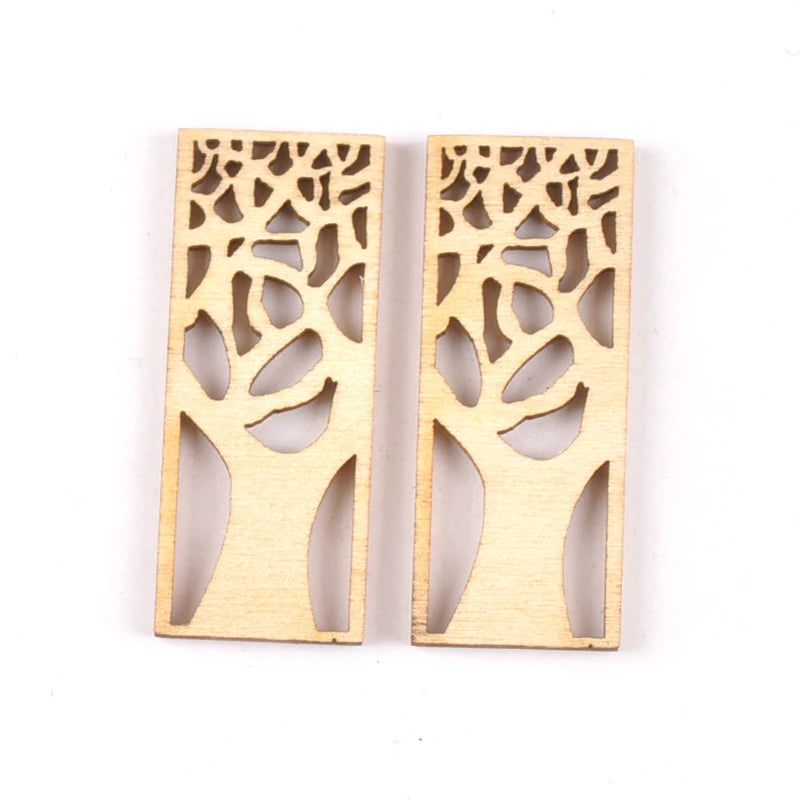 10pcs Wooden Crafts creativity hollow out tree Pattern Scrapbooking Crafts wood decoration for Home Decoration m2131 Qme