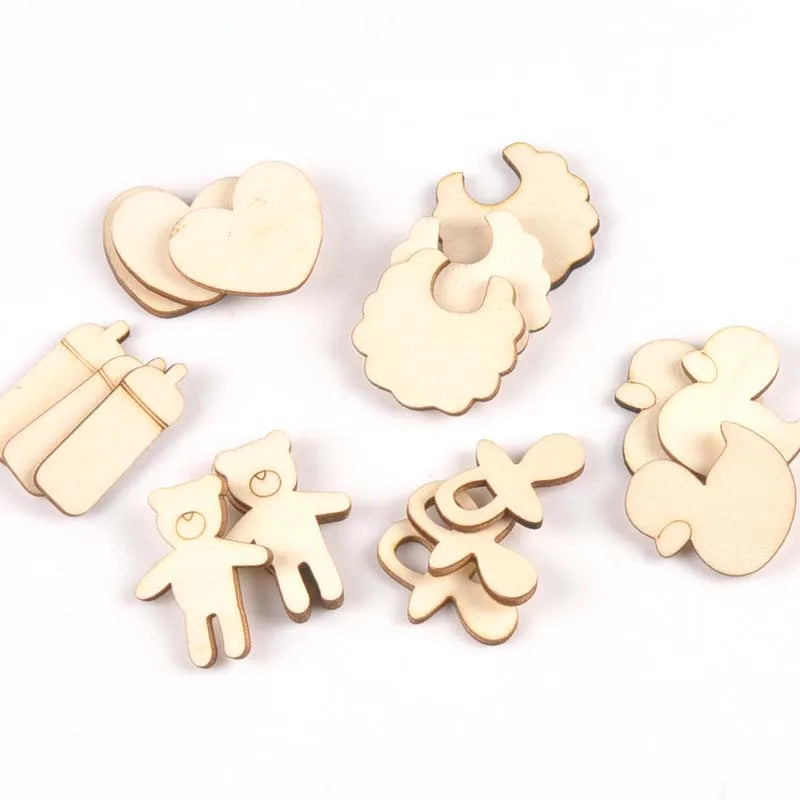 Mixed Bear/pacifier/duck/bib Unfinished Wooden Ornament For Kid Paint Scrapbooking DIY Carfts Wood Home Decor Arts 20pcs m2152 Qme