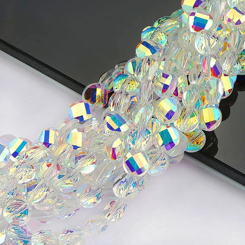 Super shiny fashion 6mm faceted Twisted glass beads flat round Austria crystal beads Loose Spacer beads Jewelry findings 100PCS Qme
