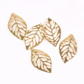 50Pcs Metal Crafts Filigree Leaves Wraps Connectors Embellishments For DIY Home Decor Handicraft Scrapbooking 23x14mm YK0751 Qme gold