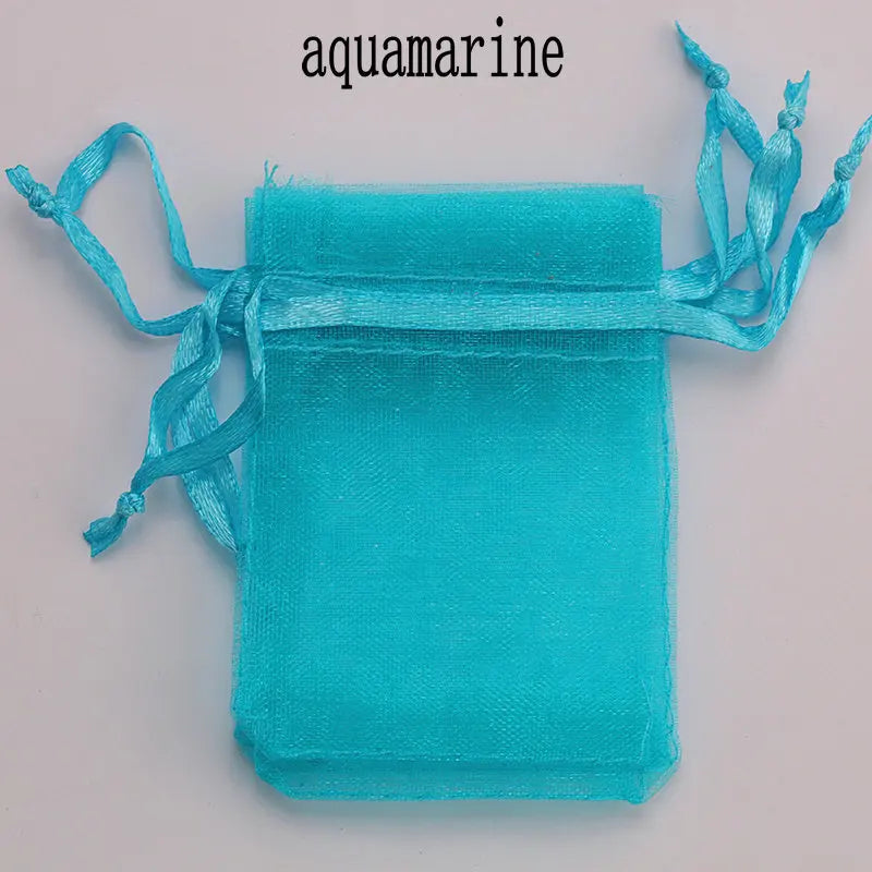 Wholesale 16 color 100pcs/lot 9*12cm organza Christmas wedding gift bags candy bag jewelry packing drawable organza bags&pouch Qme aquamarine