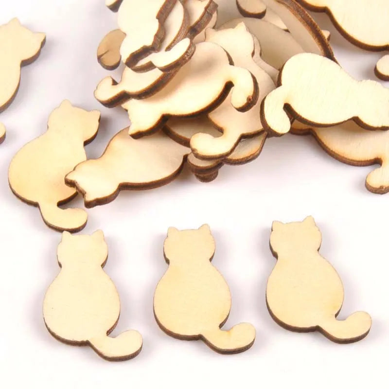 25Pcs Cat Pattern Wooden Crafts Scrapbook DIY For Wood Slices Ornaments Handmade Home Decoration Accessories 23x35mm m0923 Qme