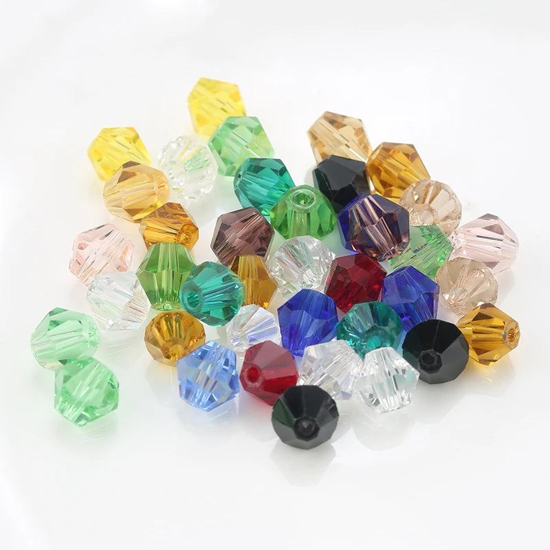 Top quality 6mm fashion Bicone beads Crystal Jewelry beads charms Glass Beads Loose Spacer Beads for DIY Jewelry Making 50pcs Qme