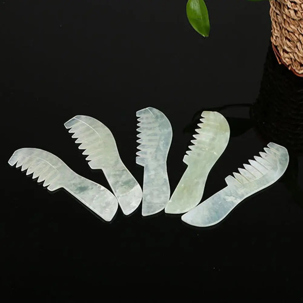 Traditional Chinese Nature Jade Comb Massage Spa Acupuncture Head Qme