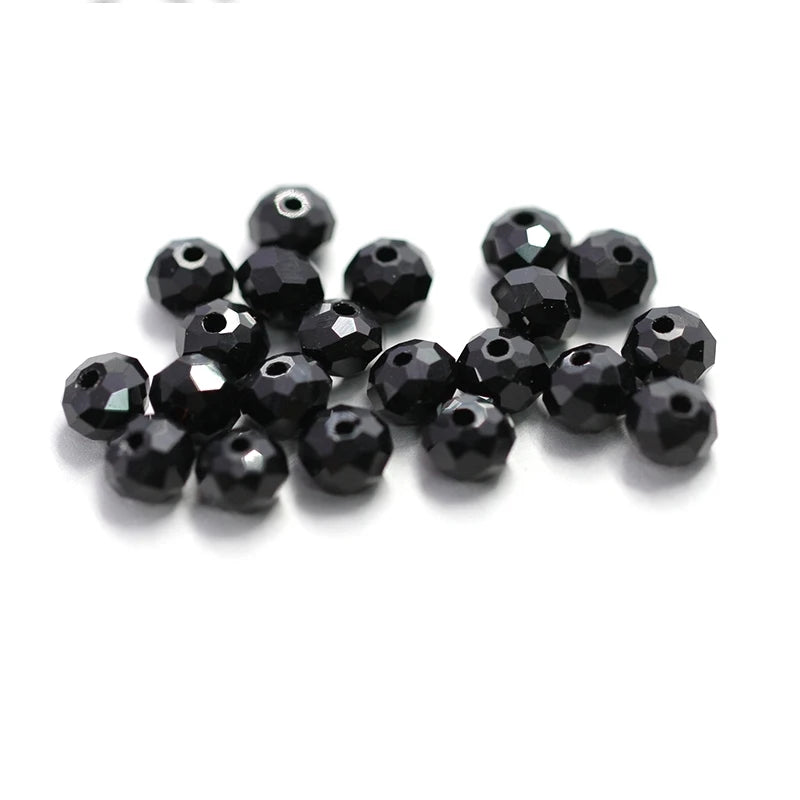 Hot Sale 4-8mm Black Faceted Glass Round Beads Rondelle Austria Crystal Beads for Bracelet Necklace Making DIY Jewelry Findings Qme