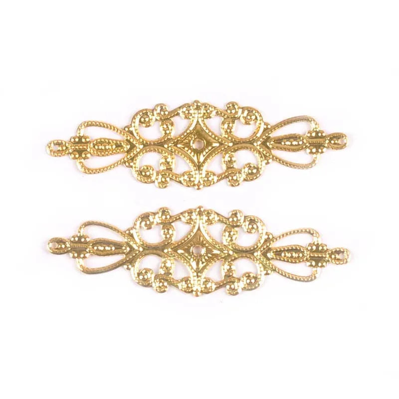 20Pcs 65x20mm Flower Filigree Wraps Connectors Embellishments For Diy Scrapbooking Home Decor Metal Crafts Accessories YK0744 Qme