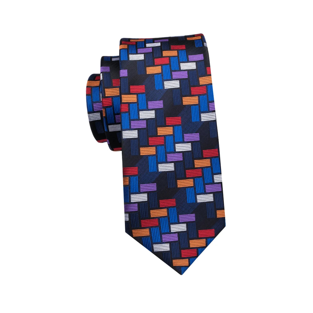 Hi-Tie Designer Mens Tie Luxury Handmade Geometric Necktie Silk Woven Tie Set For Men Business Wedding Neck Tie Square Cufflinks Qme