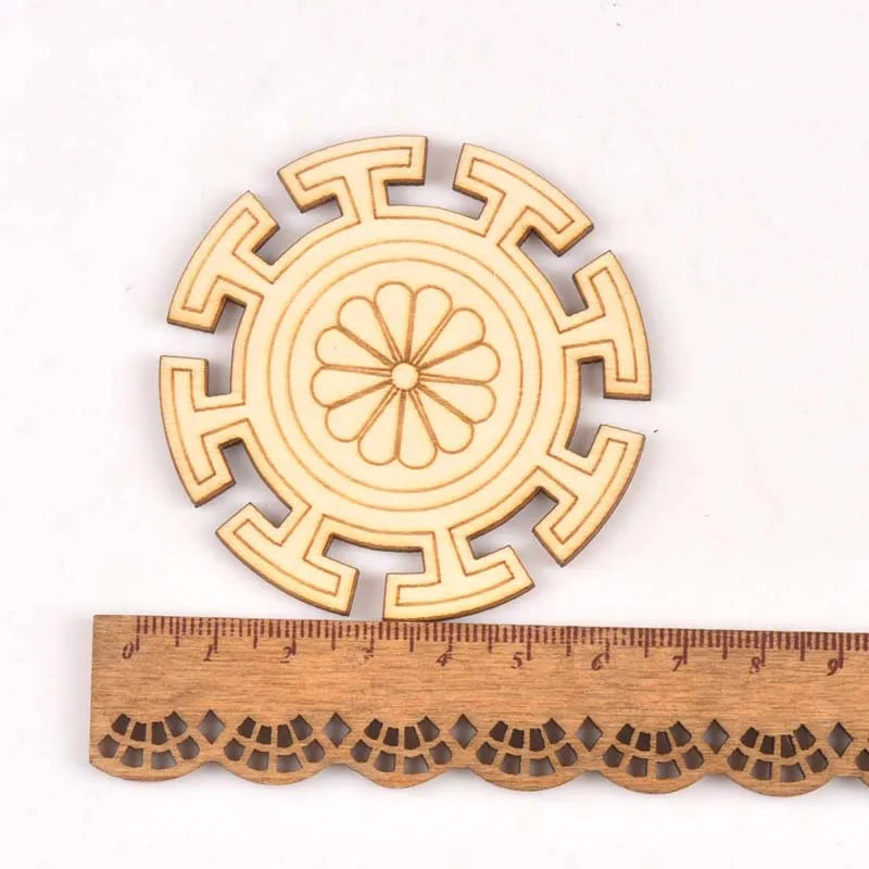 5Pcs Round/square Lace Pattern Unfinished Wood Slices DIY Crafts For Wooden Ornaments DIY Scrapbook Home Decor Accessories m2173 Qme 15