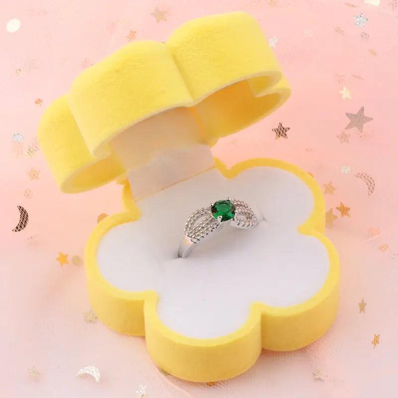 1 Piece Lovely Flower Jewelry Box Velvet Wedding Ring Box Necklace Display Box Gift Box Container Case for Jewelry Packaging Qme