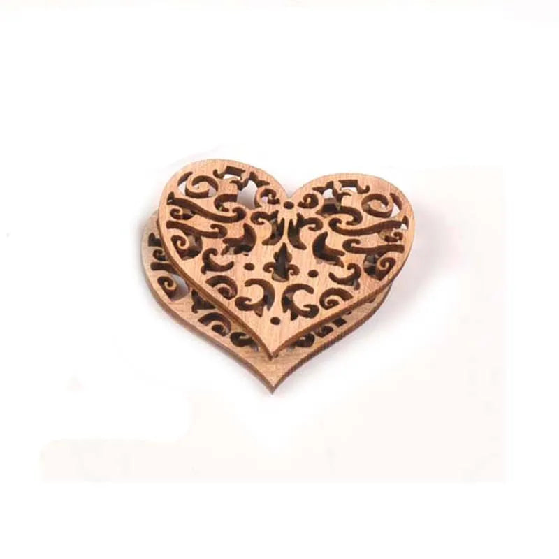 10pcs Unfinished Mixed Carved Heart Wooden Scrapbooking Crafts For Handmade DIY Handcraft Wood Slices Home Decoration m1842 Qme 2