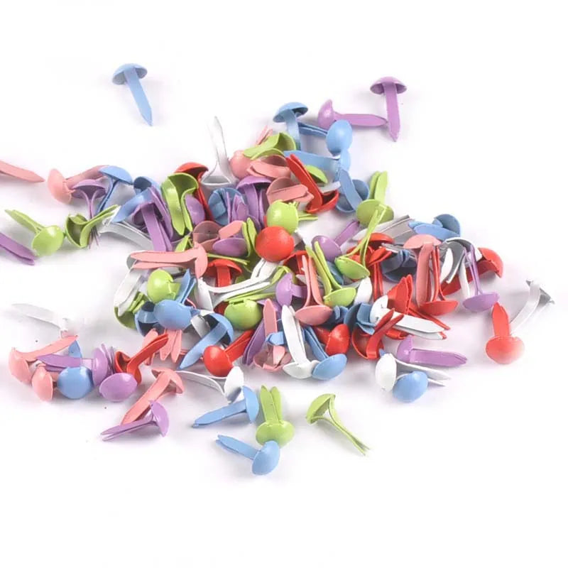 Mix Round Fastener Brads Embellishments For Scrapbook DIY Handmade Metal Crafts Accessories Shoes Decor 100pcs 5x10mm c2146 Qme mixed