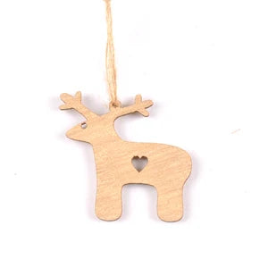 10pcs Christmas Tree Ornament Wooden Hanging Pendants house wreath Bell Elk Star Christmas Decorations for Home m2129 Qme 1