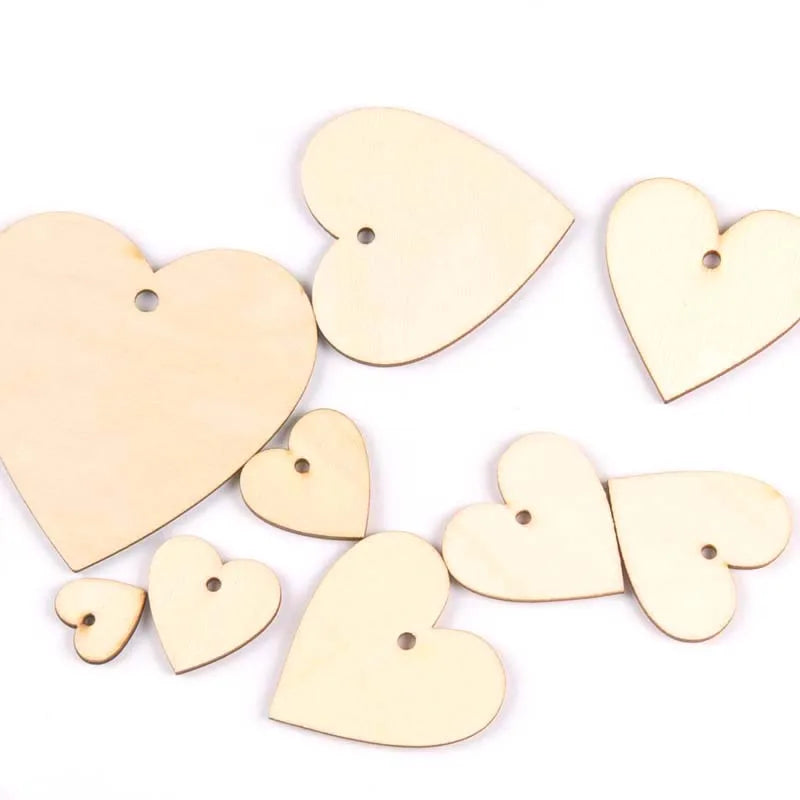 20-100mm One Holes Mix Heart Wooden Pattern Christmas Decorations For Home Ornament DIY Wood Crafts For Home Ornaments m2190 Qme