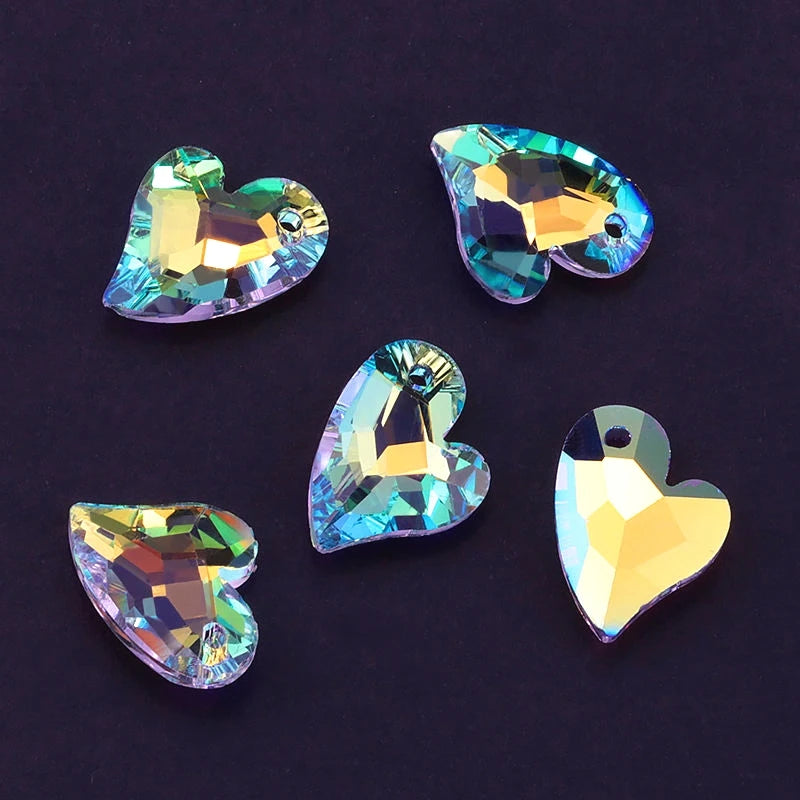 17mm 12pcs/pack crystal charms Devoted 2 U Heart Pendant 6261 glass heart shape beads rhinestone gem for Necklaces Earrings DIY Qme