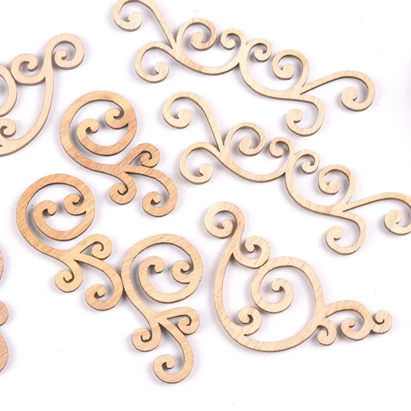 8Pcs Flower Pattern Wood Slices DIY Crafts Scrapbooking Home Decor Handmade Accessories Wood Lace Corner Arts Ornaments m1859 Qme