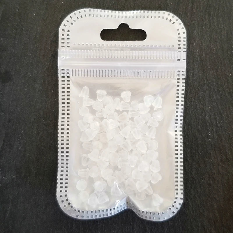4mm 500pcs Clear Rubber Earring Backs Soft Silicone Jewelry Findings Jewelry Accessories DIY Bullet Plastic Ear Plugging cap Qme