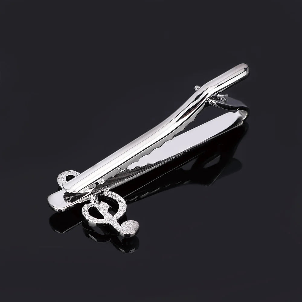 Fashion Men Tie Clip Treble Clef Piano Score Tie Clip Musical Note Tie Clip Cufflinks Business Tie Clip Necktie Clips Qme