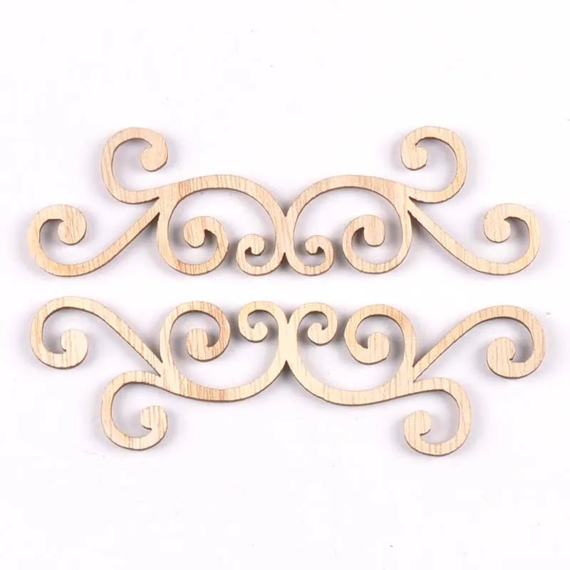 8Pcs Flower Pattern Wood Slices DIY Crafts Scrapbooking Home Decor Handmade Accessories Wood Lace Corner Arts Ornaments m1859 Qme