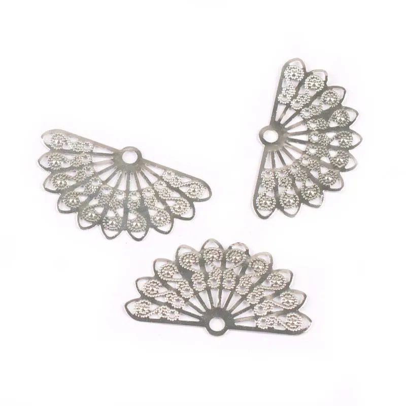 20Pcs Connector Metal Crafts Flower Filigree Wraps Connectors Embellishments For DIY Scrapbooking Home Decor 38x21mm YK0752 Qme silver