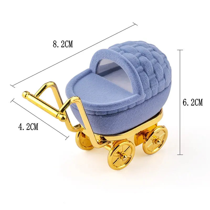 1 Piece Lovely Baby Carriage Velvet Jewelry Box Wedding Ring Box Gift Box Holder Case for Earrings Necklaces Bracelets Display Qme