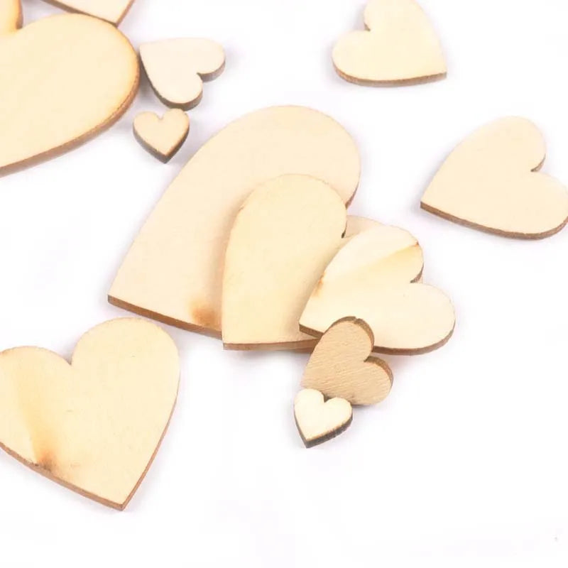 10-80mm Mixed Heart Shape Natural Wood Slices DIY Wedding Crafts Embellishment Handmade Accessories Wooden Home Decor M1981 Qme