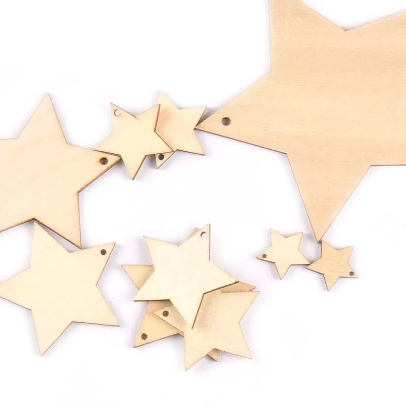20-100mm One Holes Mix Star Wooden Pattern Christmas Decorations For Home Ornament DIY Wood Crafts For Christmas Party m2191 Qme