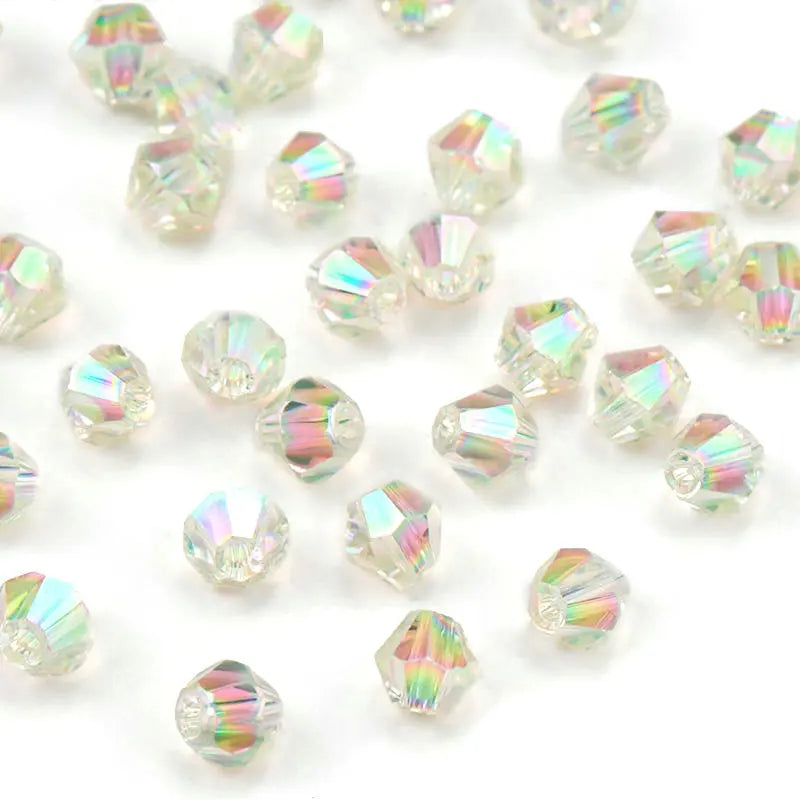 4mm Shiny AB color Crystal Bicone Beads Glass Jewelry Beads Loose Spacer Beads earring bracelet making Jewelry Accessories DIY Qme