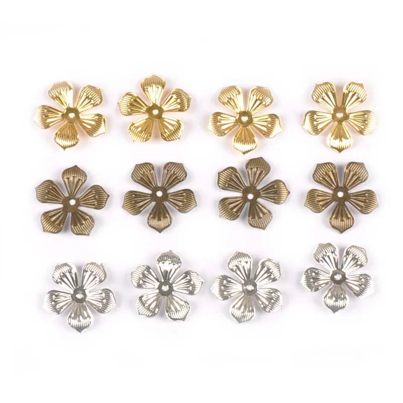 3 Colors Metal Crafts Flower Filigree Wraps Connectors Embellishments For Diy Handmade Scrapbooking Home Decor 50Pcs 22mm YK0742 Qme