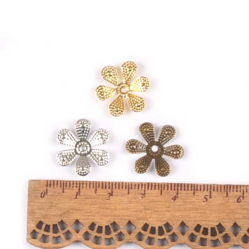 50Pcs 16mm Vintage Metal Crafts Filigree Flower Wraps Connectors Embellishments For Diy Handmade Scrapbooking Home Decor YK0741 Qme
