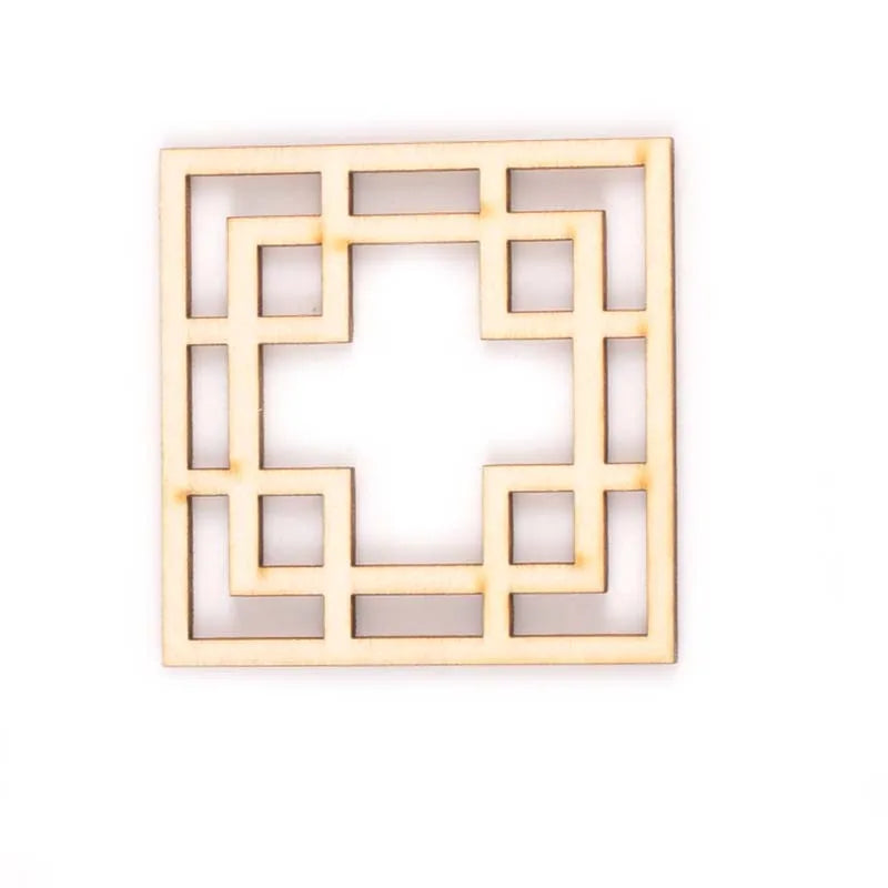 5Pcs Round/square Lace Pattern Unfinished Wood Slices DIY Crafts For Wooden Ornaments DIY Scrapbook Home Decor Accessories m2173 Qme 4