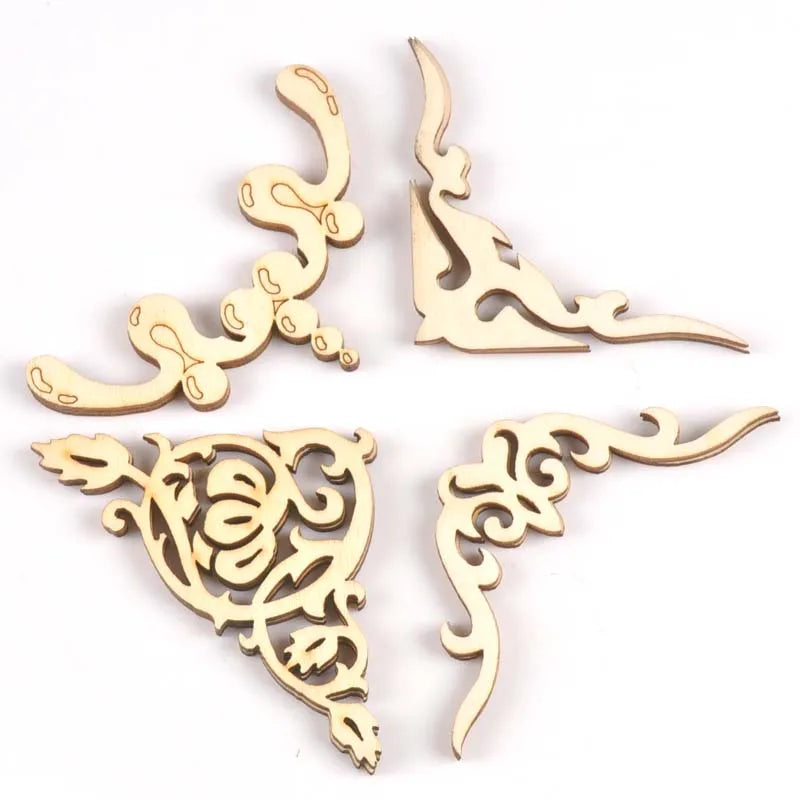 4pcs Mixed Book Corner Wooden Ornament For Home Decoration Crafts Scrapbooking Crafts Wood Album Corners Embellishment m2150 Qme