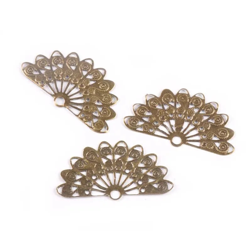 20Pcs Connector Metal Crafts Flower Filigree Wraps Connectors Embellishments For DIY Scrapbooking Home Decor 38x21mm YK0752 Qme Bronze