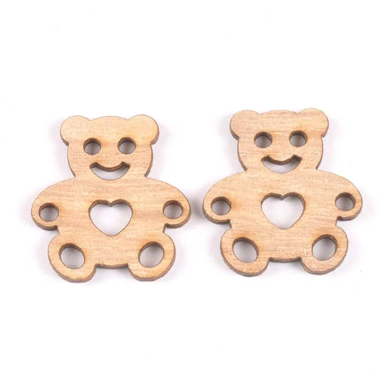 Mix Baby Bear/clothes/pin/balloon Wood DIY Crafts Home Decor Embellishment Handicrafts Scrapbooking Wooden Ornaments 15pcs m1846 Qme