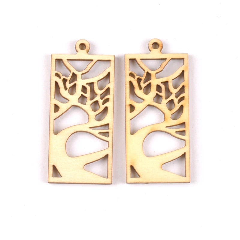 10pcs Wooden Crafts creativity hollow out tree Pattern Scrapbooking Crafts wood decoration for Home Decoration m2131 Qme