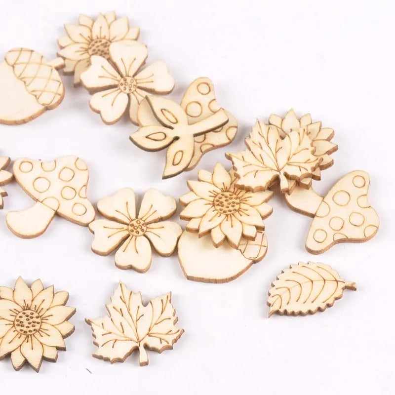 30Pcs 25-30mm Sunflowr/grass Wood Slices Home Decor DIY Crafts Embellishment Handmade Scrapbooking Wooden Ornaments m1945 Qme