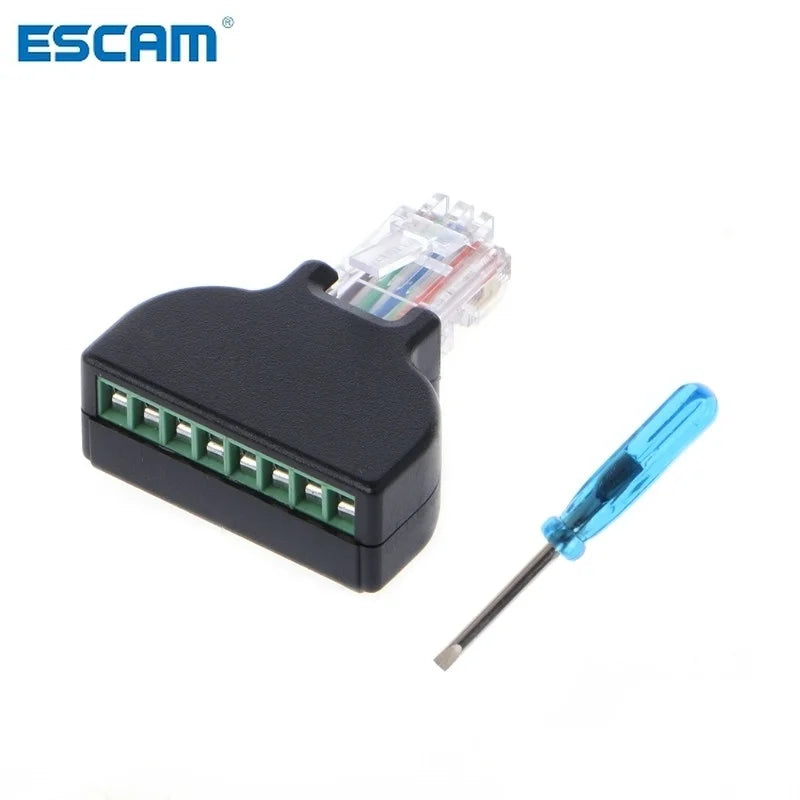 ESCAM RJ45 Ethernet Male To 8 Pin AV Terminal Screw Adapter Converter Block Plug for CCTV camera Qme Default Title