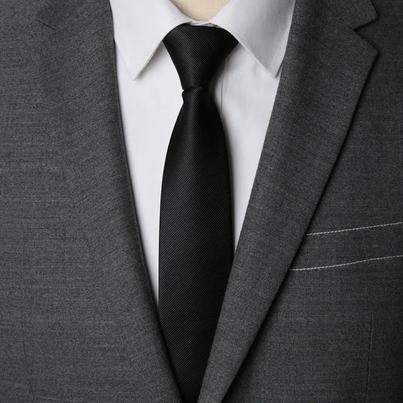Men Necktie Zipper Lazy Tie Fashion Solid Ties Business Man Gravatas Qme black