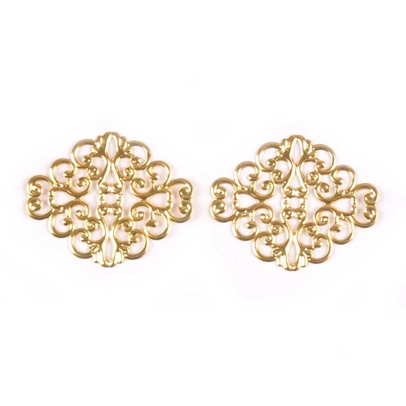 20Pcs Metal Crafts Filigree Flower Wraps Connectors Embellishments For Scrapbooking Home Decor DIY Accessories 37x30mm YK0749 Qme gold