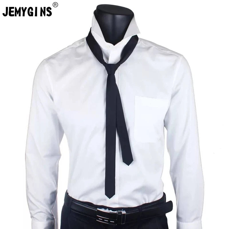 JEMYGINS Men's Tie 100% Silk Pure Black Tie 5cm Skinny Slim Tie High Quality Classic Business Casual Party Tie Wedding Qme