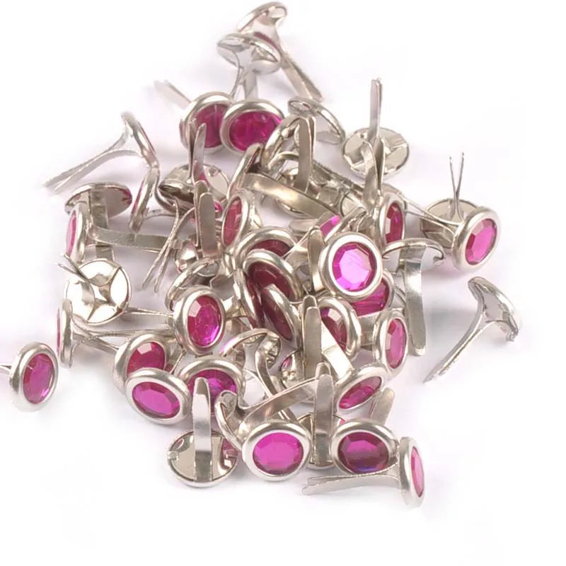 50pcs 8.5X15mm Mix Rhinestone Brads Scrapbook Paper Crafting Embellishment Fastener Brad Metal Crafts For DIY Decoration c1115 Qme 4