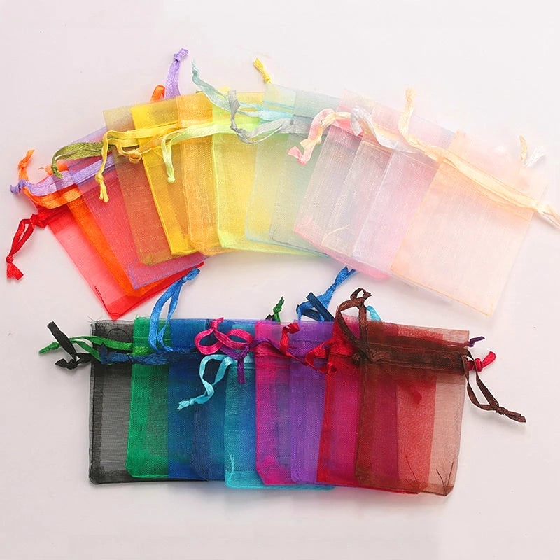 Wholesale 16 color 100pcs/lot 9*12cm organza Christmas wedding gift bags candy bag jewelry packing drawable organza bags&pouch Qme mix colors