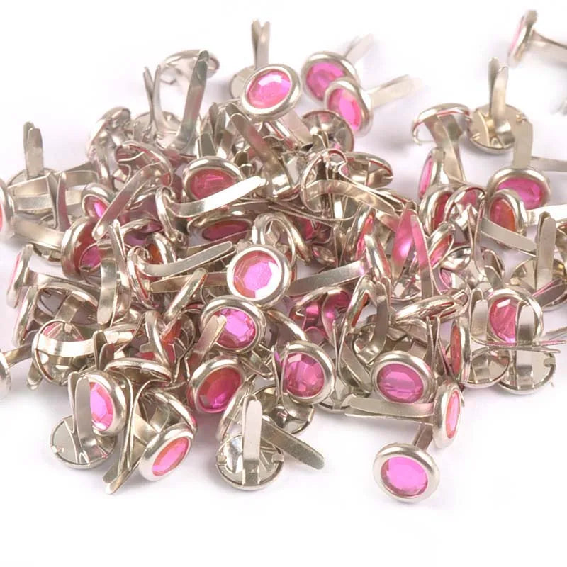 50pcs 8.5X15mm Mix Rhinestone Brads Scrapbook Paper Crafting Embellishment Fastener Brad Metal Crafts For DIY Decoration c1115 Qme 1