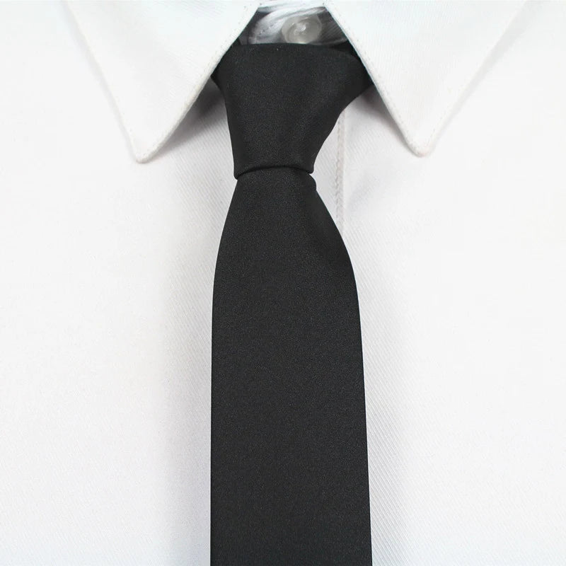 JEMYGINS Men's Tie 100% Silk Pure Black Tie 5cm Skinny Slim Tie High Quality Classic Business Casual Party Tie Wedding Qme