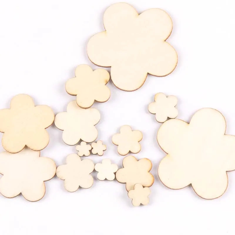 Mixed Flower Pattern Wood Slices DIY Crafts Handmade Ornaments Unfinished Wooden Handicrafts Home Decor Arts 10-80mm M1962 Qme 20mm 50pcs