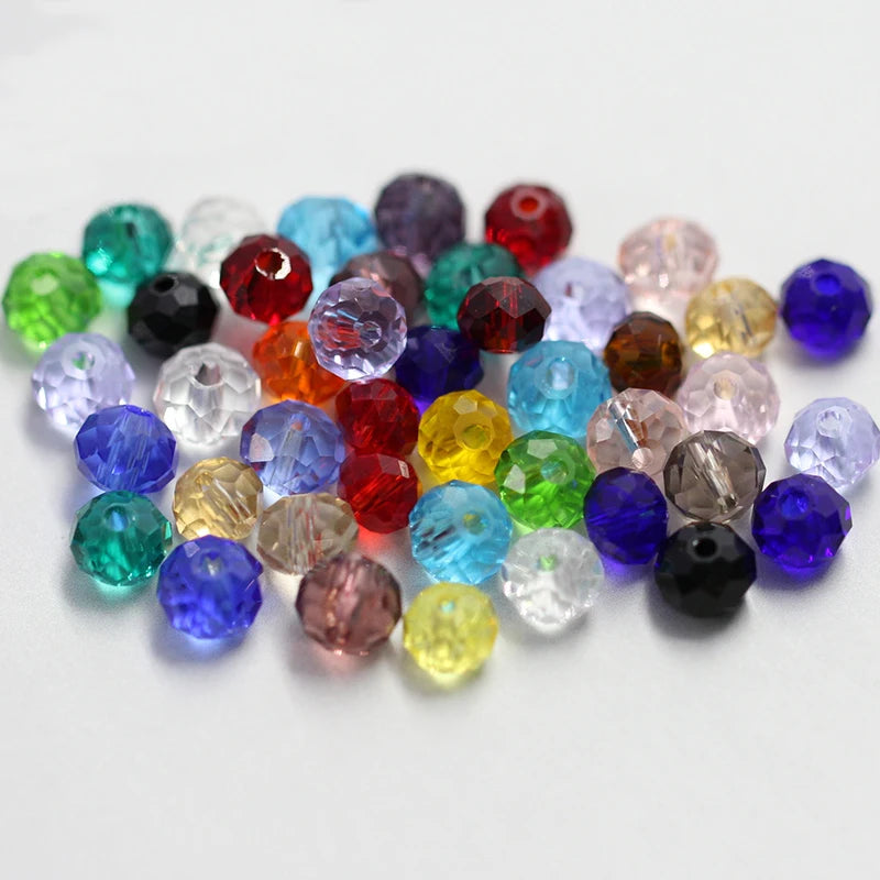 Hot Sale 4-8mm Black Faceted Glass Round Beads Rondelle Austria Crystal Beads for Bracelet Necklace Making DIY Jewelry Findings Qme