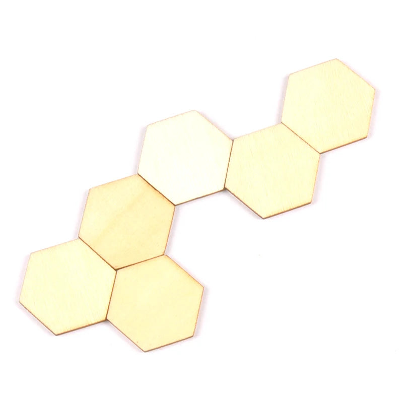 100pcs Wooden Crafts Hexagonal Pieces Scrapbooking Crafts wood decoration for Home Decoration 10-25mm m2132 Qme 20mm