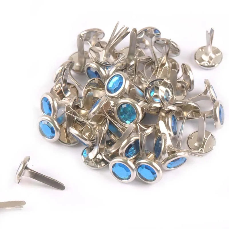 50pcs 8.5X15mm Mix Rhinestone Brads Scrapbook Paper Crafting Embellishment Fastener Brad Metal Crafts For DIY Decoration c1115 Qme