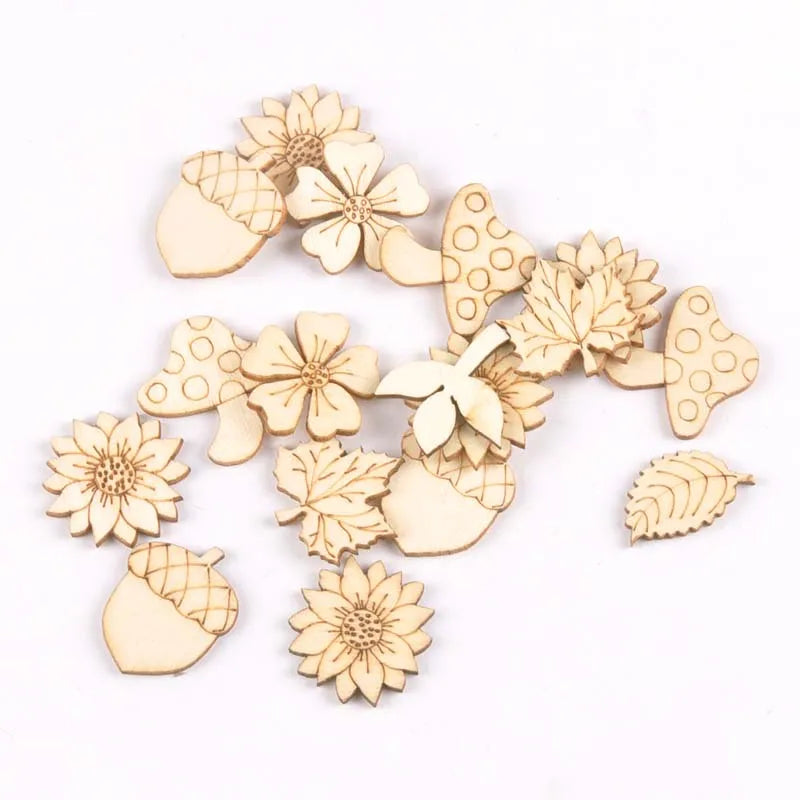 30Pcs 25-30mm Sunflowr/grass Wood Slices Home Decor DIY Crafts Embellishment Handmade Scrapbooking Wooden Ornaments m1945 Qme Pine