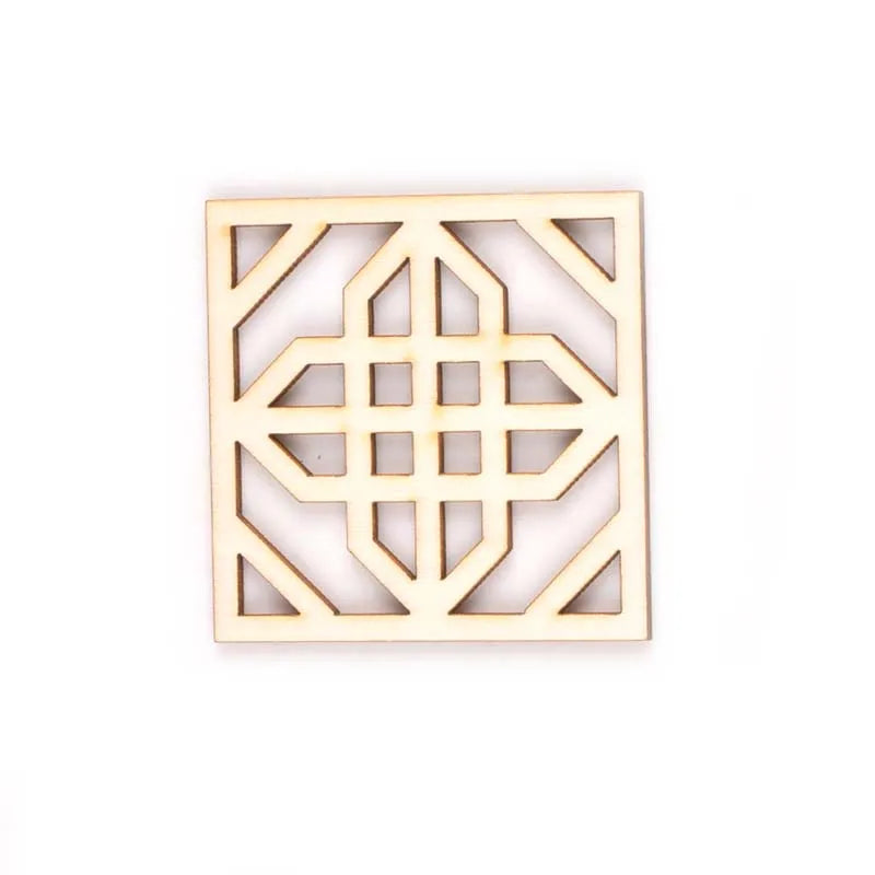 5Pcs Round/square Lace Pattern Unfinished Wood Slices DIY Crafts For Wooden Ornaments DIY Scrapbook Home Decor Accessories m2173 Qme 3