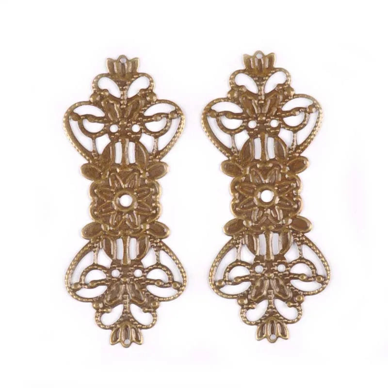 10Pcs Gold/silver/Bronze Tone Metal Crafts Connectors Filigree Wraps Diy Embellishments Scrapbooking Home Decor 75x31mm yk0731 Qme